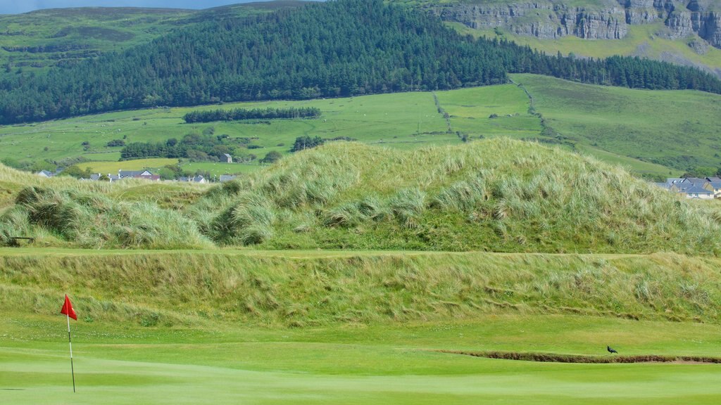 Strandhill Beach featuring tranquil scenes and golf