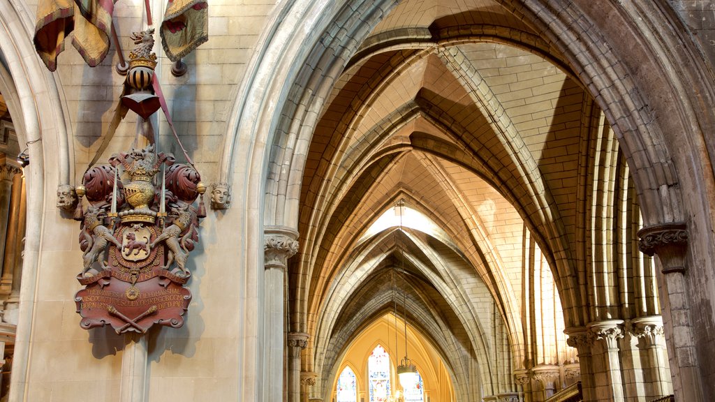 Catedral de San Patricio que incluye elementos religiosos, vistas interiores y elementos del patrimonio