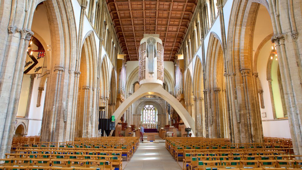 Llandaff Katedral som viser religiøse elementer, en kirke eller en katedral og interiør