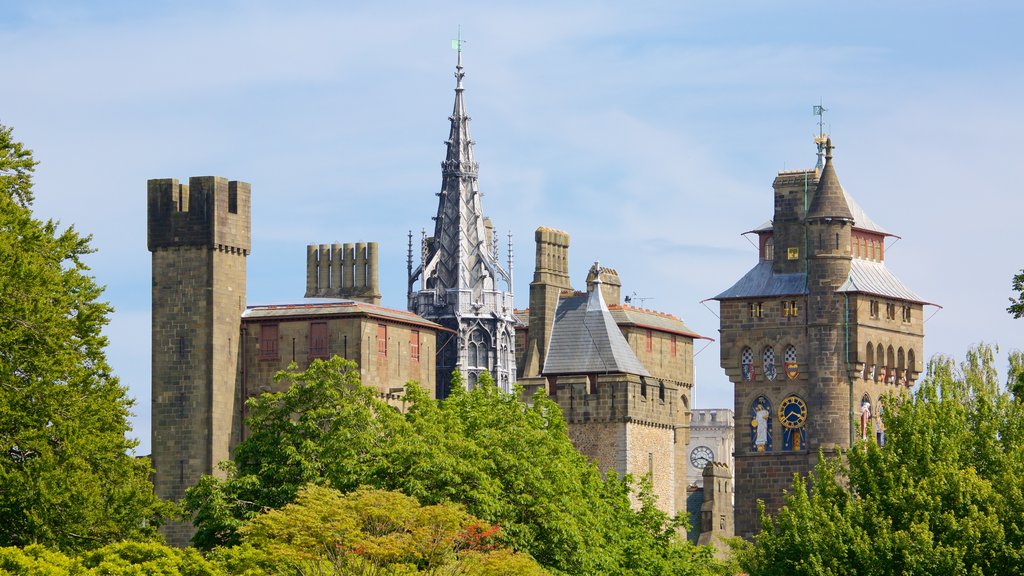 Bute Park que incluye elementos patrimoniales, arquitectura patrimonial y un castillo