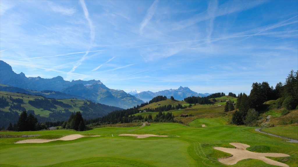 Villars que incluye montañas, vista panorámica y golf