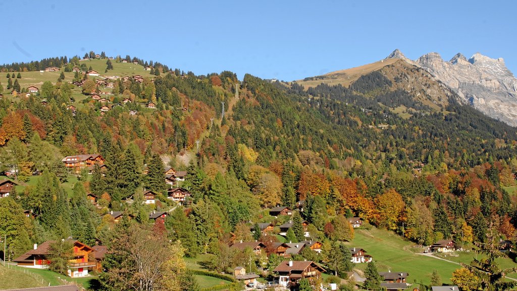 Villars som inkluderer rolig landskap, høstløv og skoglandskap