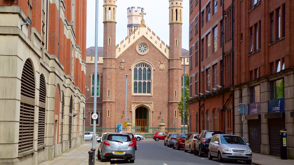 St. Malachy\'s Church featuring street scenes, heritage architecture and a church or cathedral