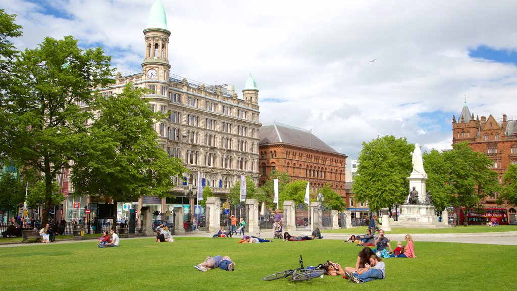 Belfast City Hall featuring heritage architecture, heritage elements and a park