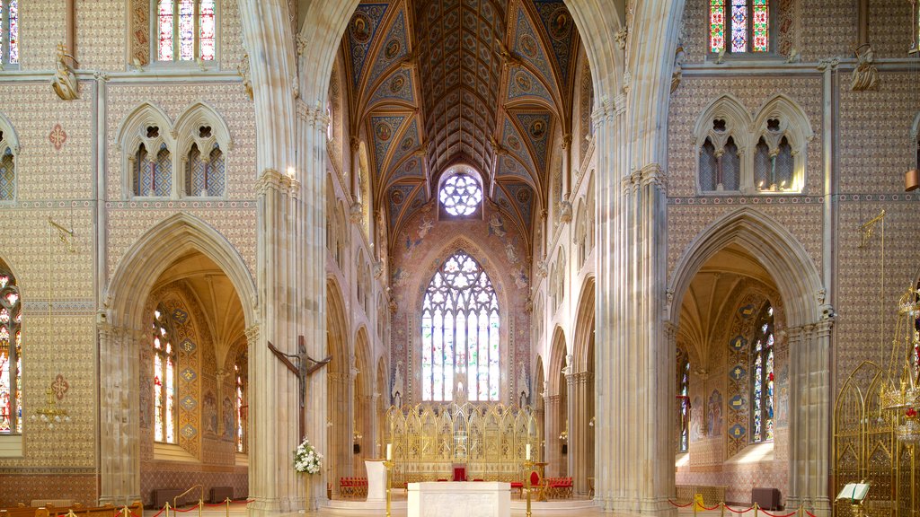 St. Patrick\'s Cathedral mostrando elementos religiosos, vistas internas e arquitetura de patrimônio