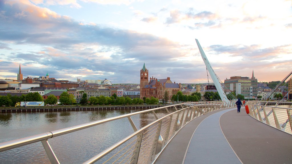 Peace Bridge featuring modern architecture, a bridge and a city