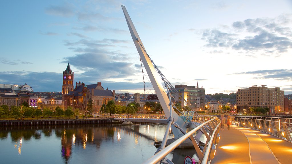 Peace Bridge featuring a city, modern architecture and a river or creek