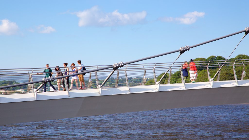 Peace Bridge featuring a river or creek, a bridge and modern architecture