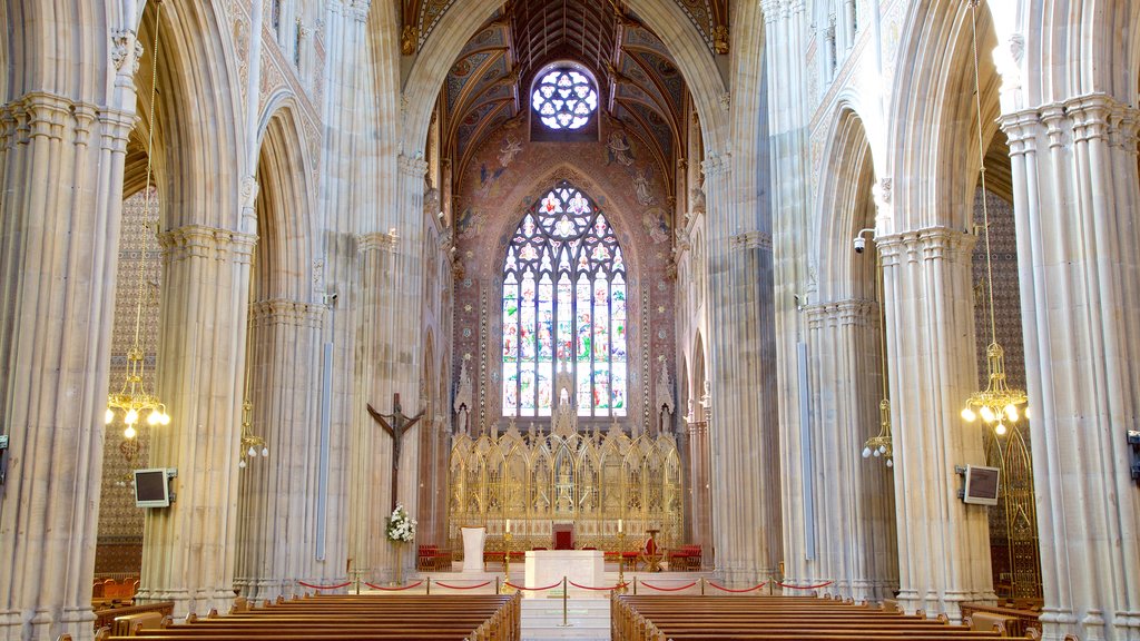 St. Patrick\'s Cathedral que inclui vistas internas, arquitetura de patrimônio e uma igreja ou catedral