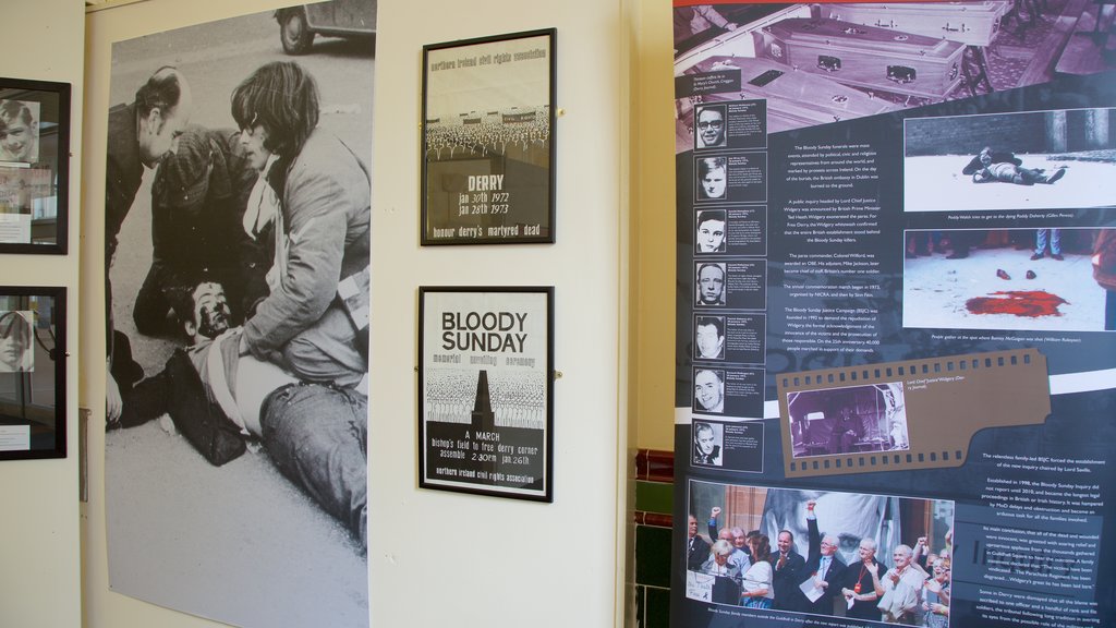 Museum of Free Derry and Bloody Sunday Memorial showing interior views and signage