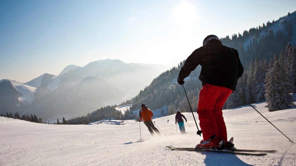 Spitzingsee showing mountains, snow and snow skiing