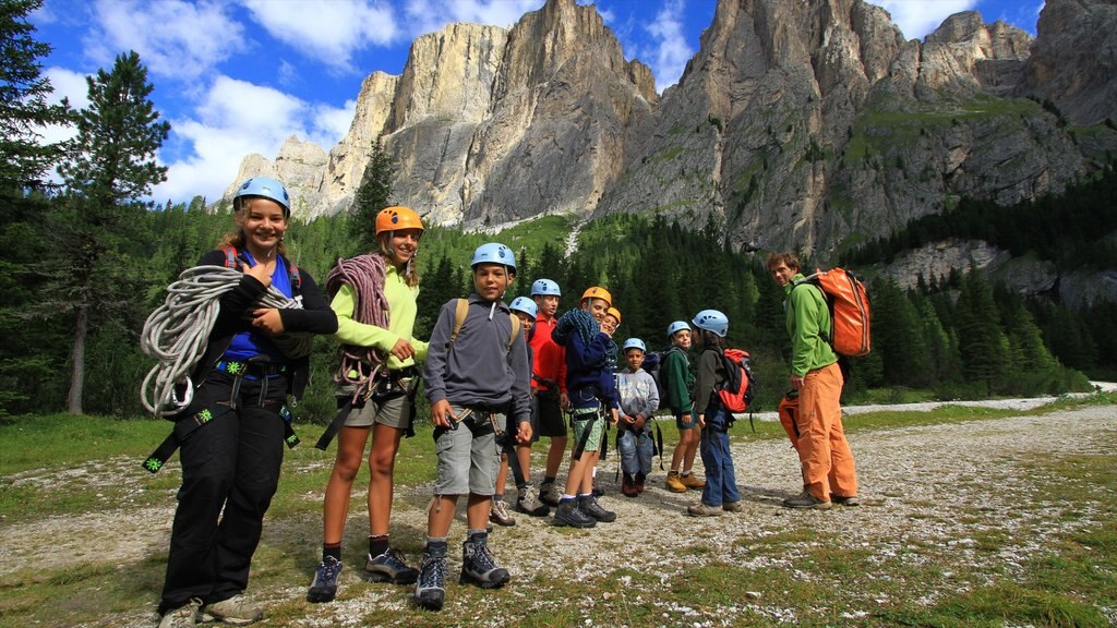 Fassa Valley showing hiking or walking, mountains and climbing