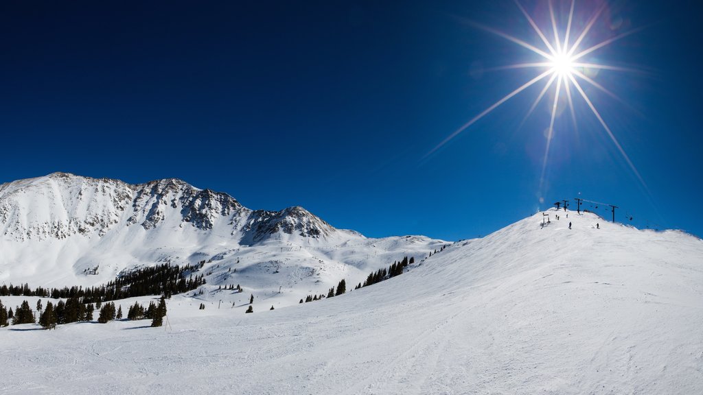 Arapahoe Basin Ski Area showing snow, tranquil scenes and mountains