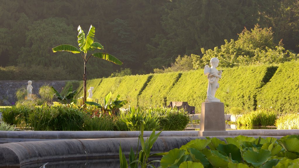 Biltmore Estate que incluye un estanque, una estatua o escultura y castillo o palacio