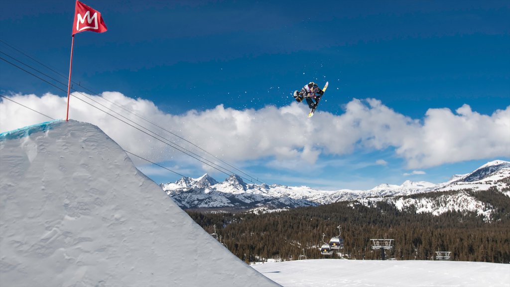 Mammoth Mountain Ski Resort featuring snowboarding, landscape views and snow