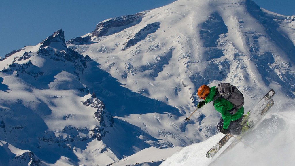 Crystal Mountain Ski Area showing snow skiing, snow and mountains