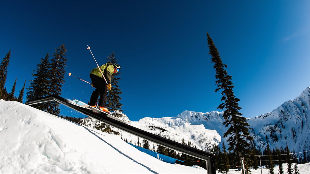 Whitewater Ski Resort showing snow skiing and snow as well as an individual male