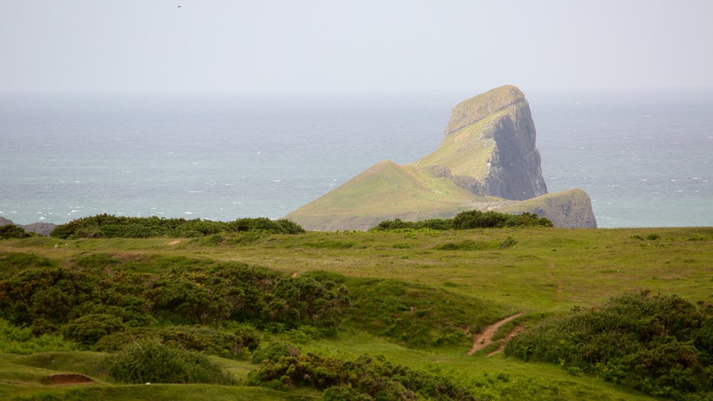 Playa de Rhossili que incluye vista general a la costa