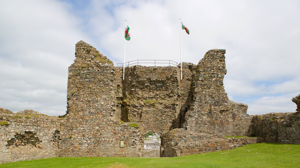 Criccieth Castle showing heritage elements, a ruin and château or palace