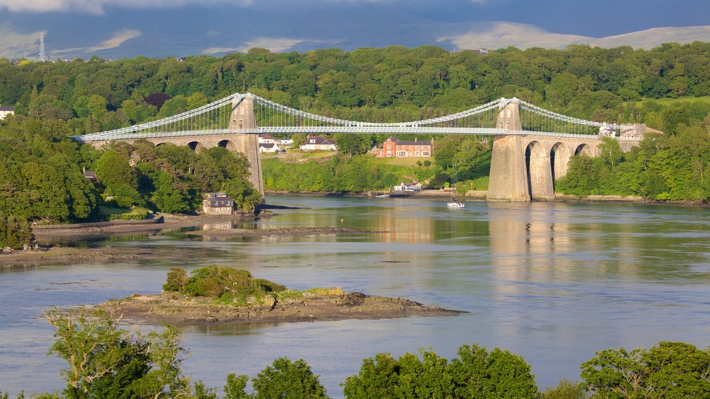 Menai Bridge showing a bridge and a river or creek