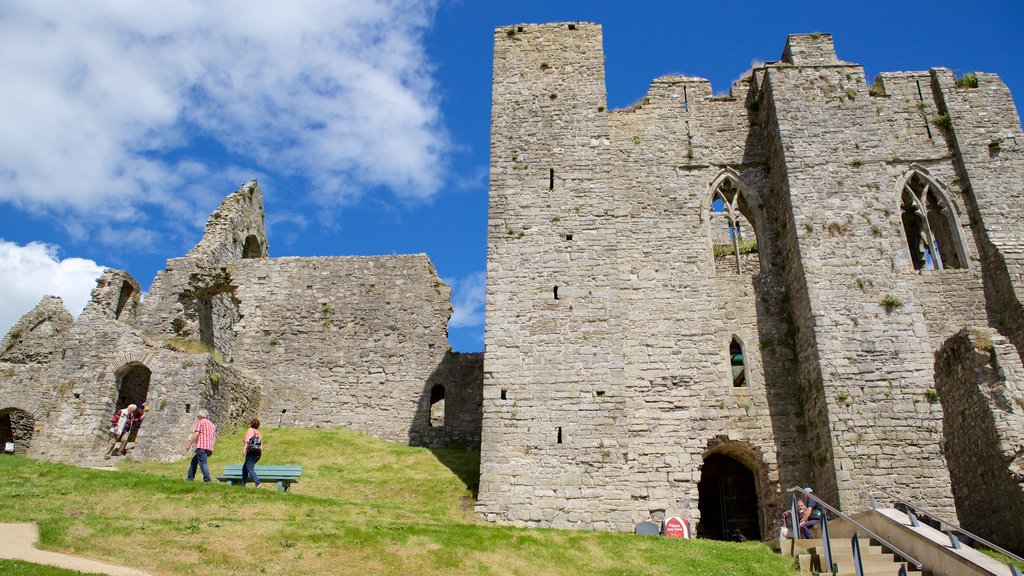 Oystermouth Castle which includes heritage elements and château or palace