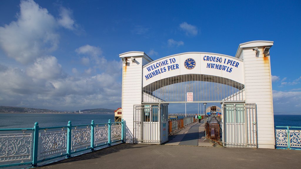 Mumbles Pier showing general coastal views