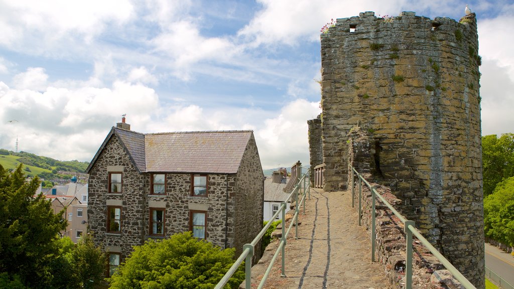 Conwy which includes a small town or village and a castle