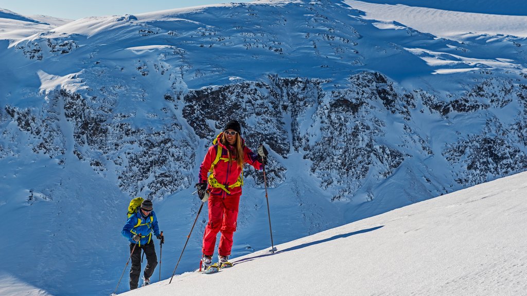 Complejo de esquí Bjorkliden Fjallby que incluye nieve, ski en la nieve y montañas