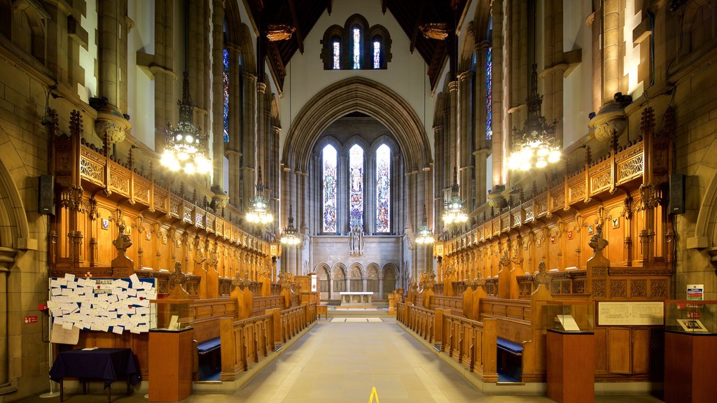 University of Glasgow featuring a church or cathedral and interior views