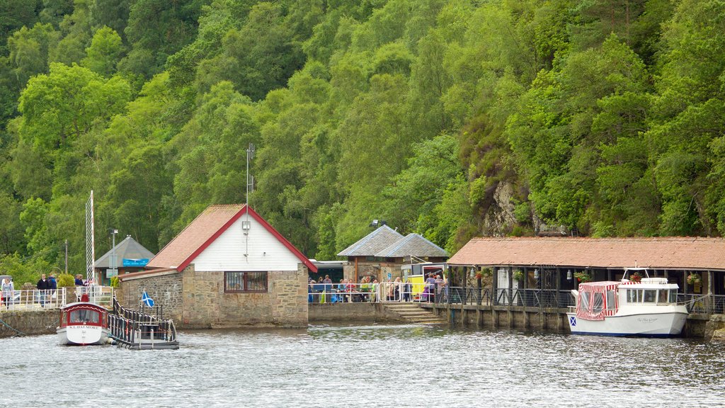 Loch Katrine featuring forest scenes and a lake or waterhole