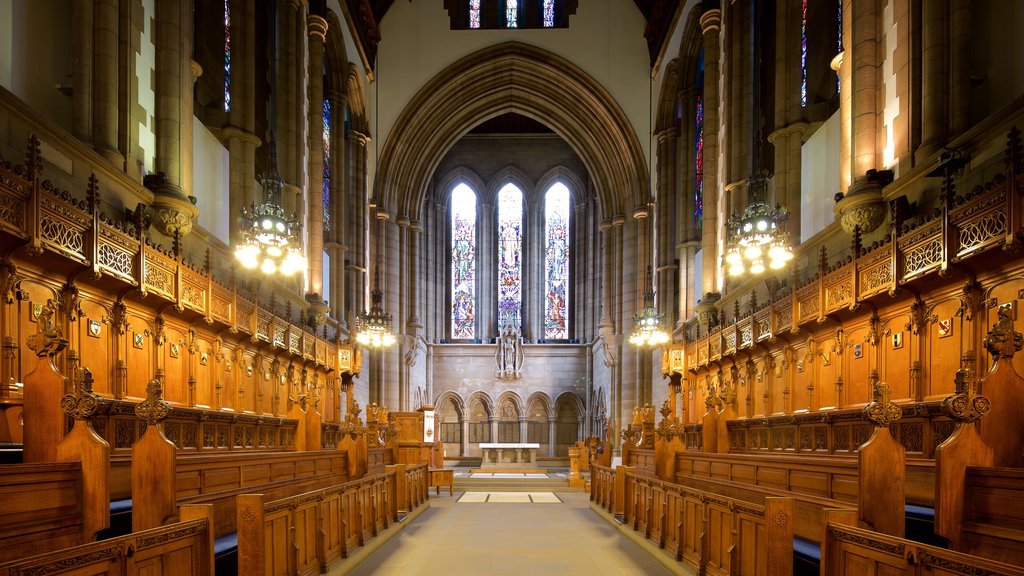 University of Glasgow showing a church or cathedral and interior views