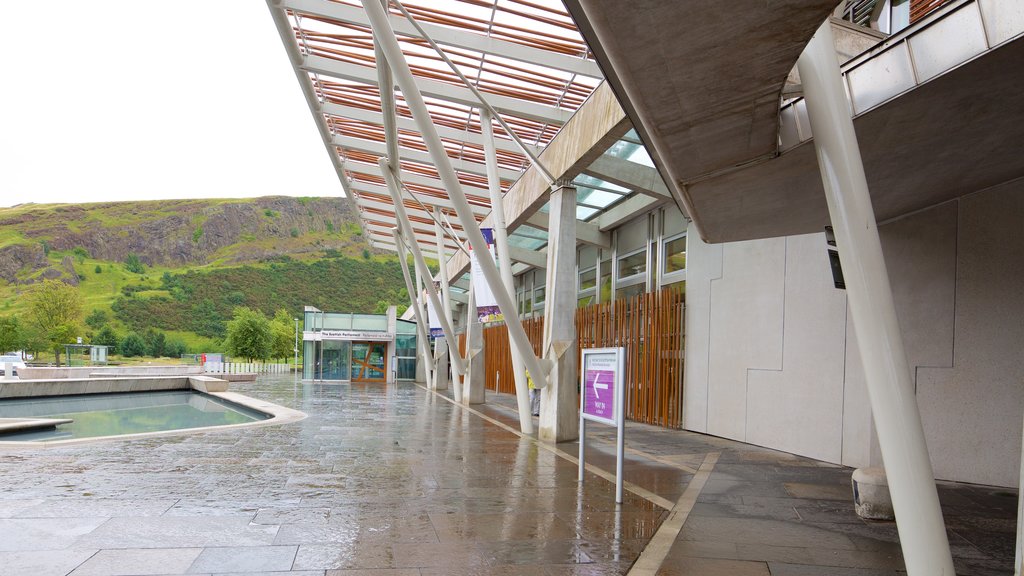 Scottish Parliament which includes street scenes and a pool