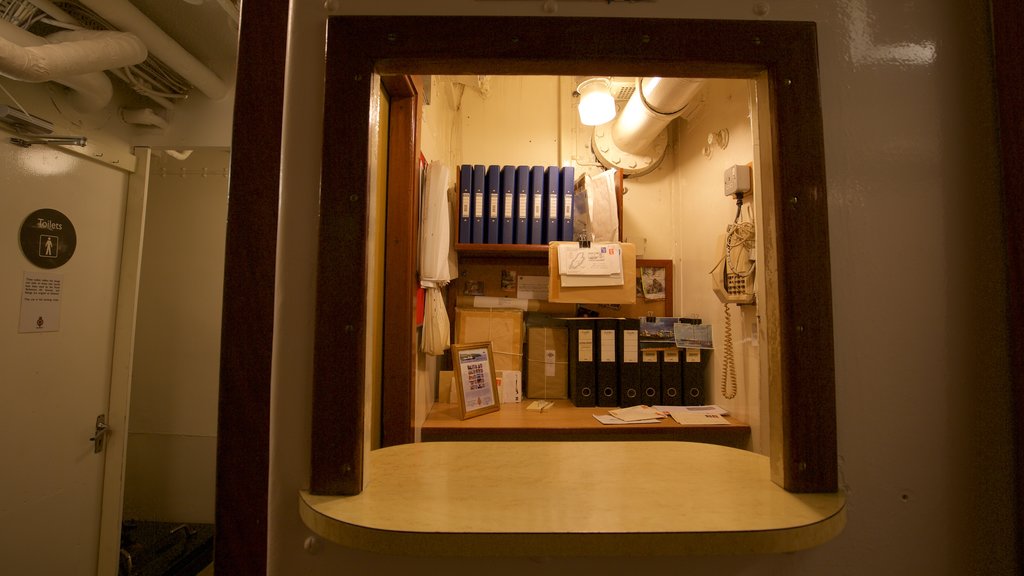 Royal Yacht Britannia showing heritage elements, boating and interior views