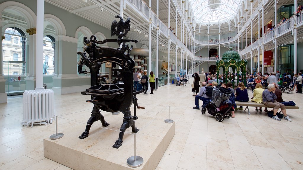 National Museum of Scotland featuring interior views as well as a large group of people