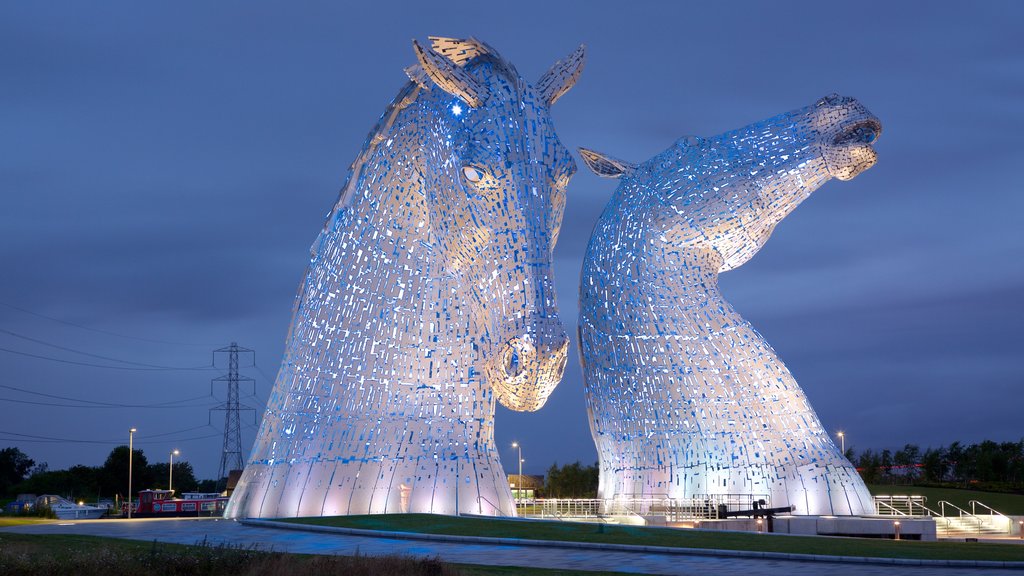 Grangemouth showing night scenes and outdoor art