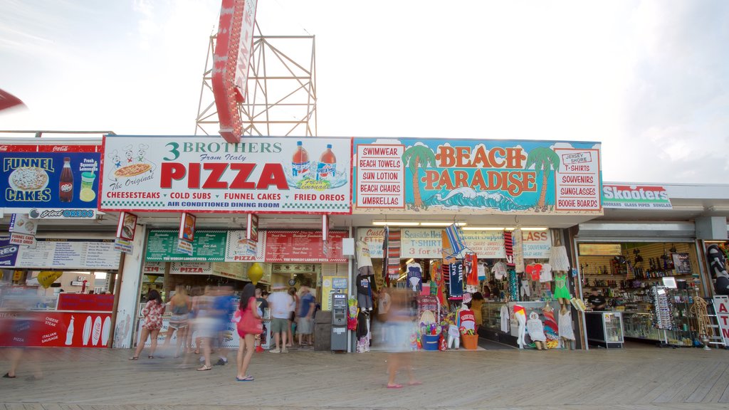 Seaside Heights som viser skiltning, shopping og markeder