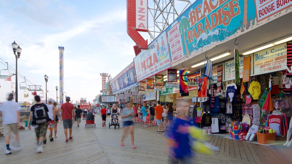 Seaside Heights som viser markeder, skiltning og shopping