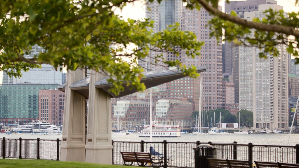 East Boston which includes central business district and a river or creek