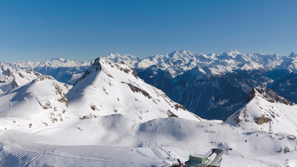 Crans-Montana Ski Resort showing mountains and snow