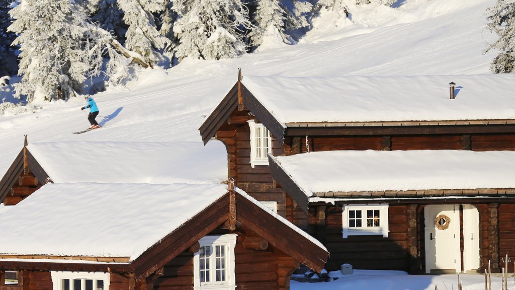 Station de sports d\'hiver Kvitfjell montrant une maison, ski sur neige et neige