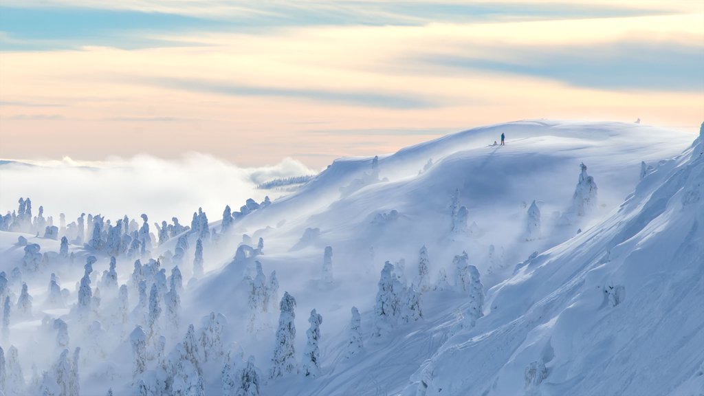 Kvitfjell featuring landscape views, mist or fog and snow