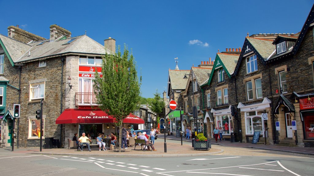 Windermere mostrando escenas urbanas, estilo de vida de café y patrimonio de arquitectura