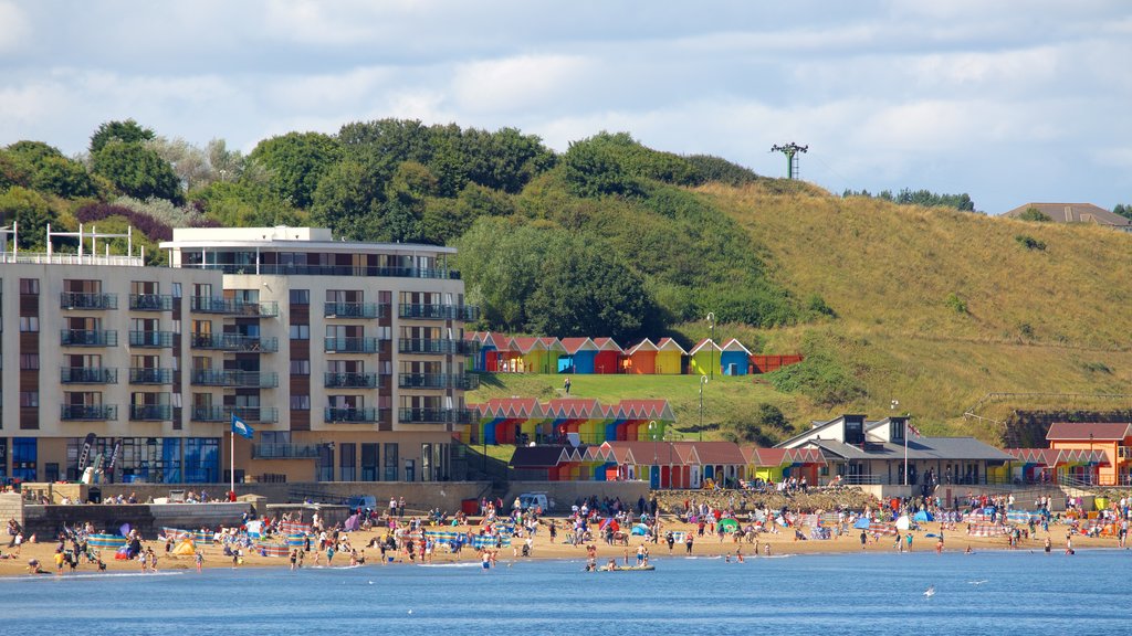 North Bay Beach which includes a hotel, a coastal town and a sandy beach