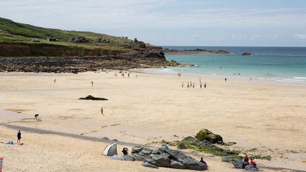 Porthmeor Beach featuring a beach