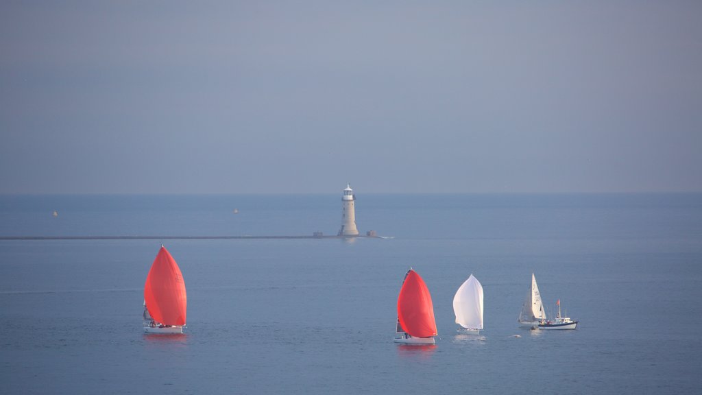 Plymouth showing sailing, general coastal views and a lighthouse