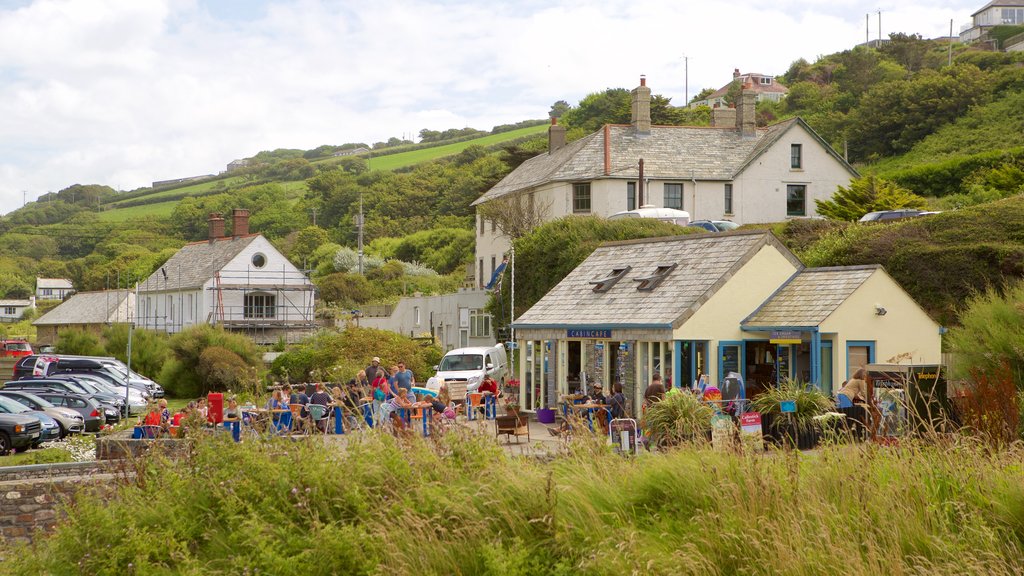 Crackington Haven caracterizando uma cidade litorânea e estilo de vida de cafeteria