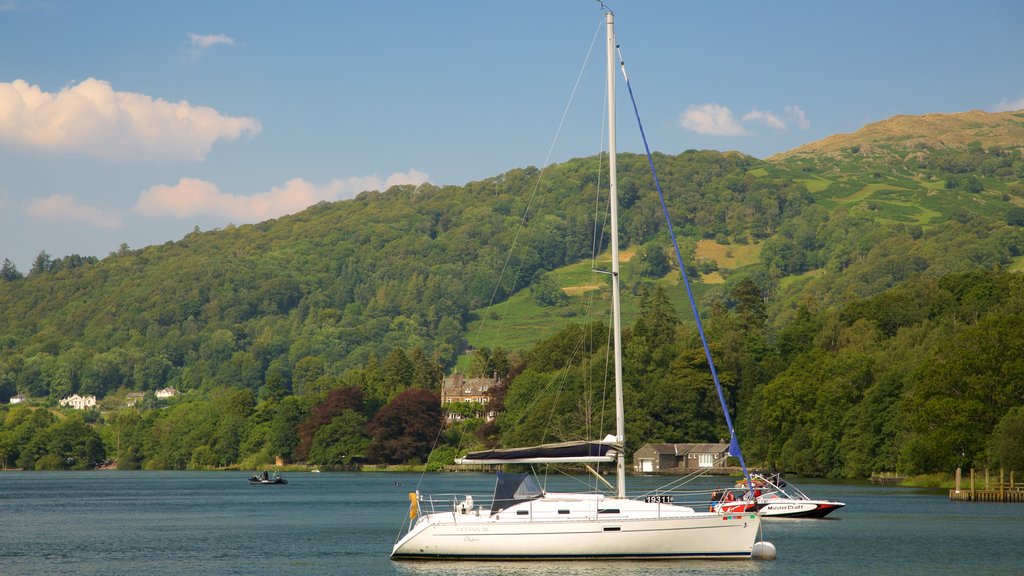 Lake District Visitor Centre at Brockhole showing tranquil scenes, jet skiing and a lake or waterhole