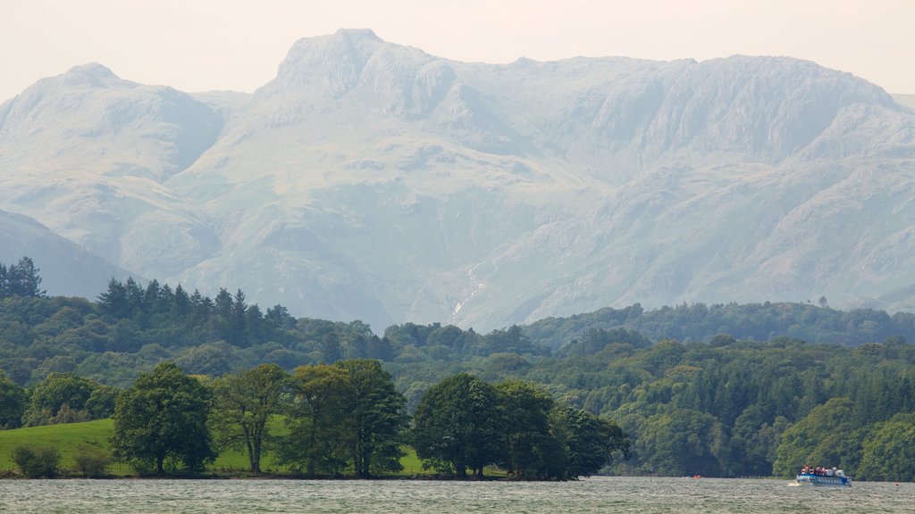 Lake District Visitor Centre at Brockhole showing a lake or waterhole and mountains