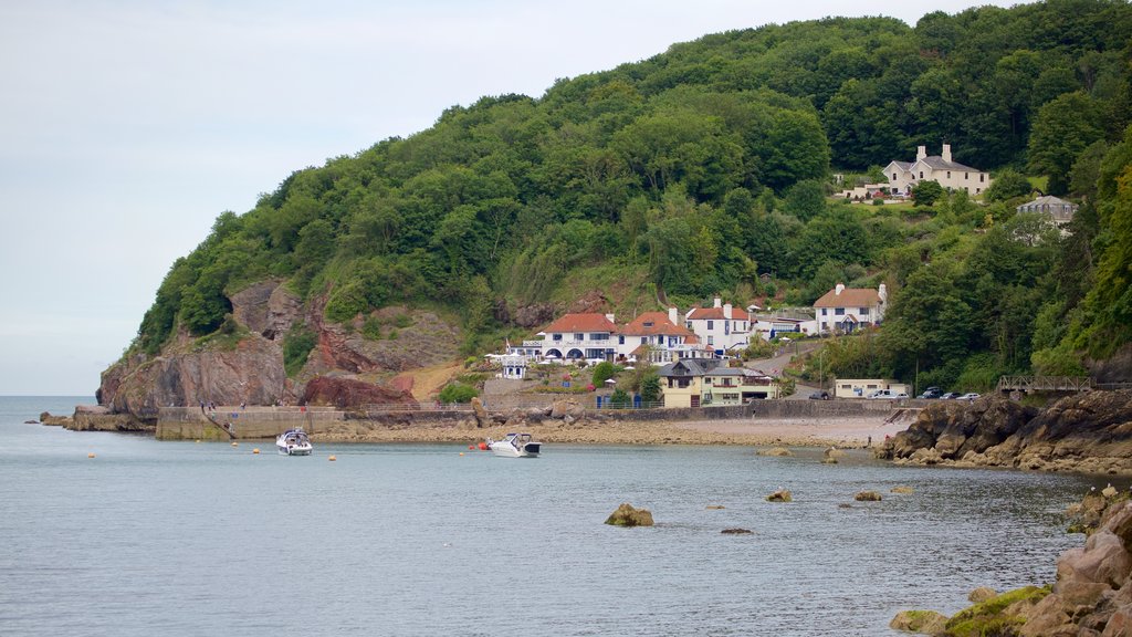 Babbacombe Beach que incluye una ciudad costera, una playa de guijarros y paseos en lancha