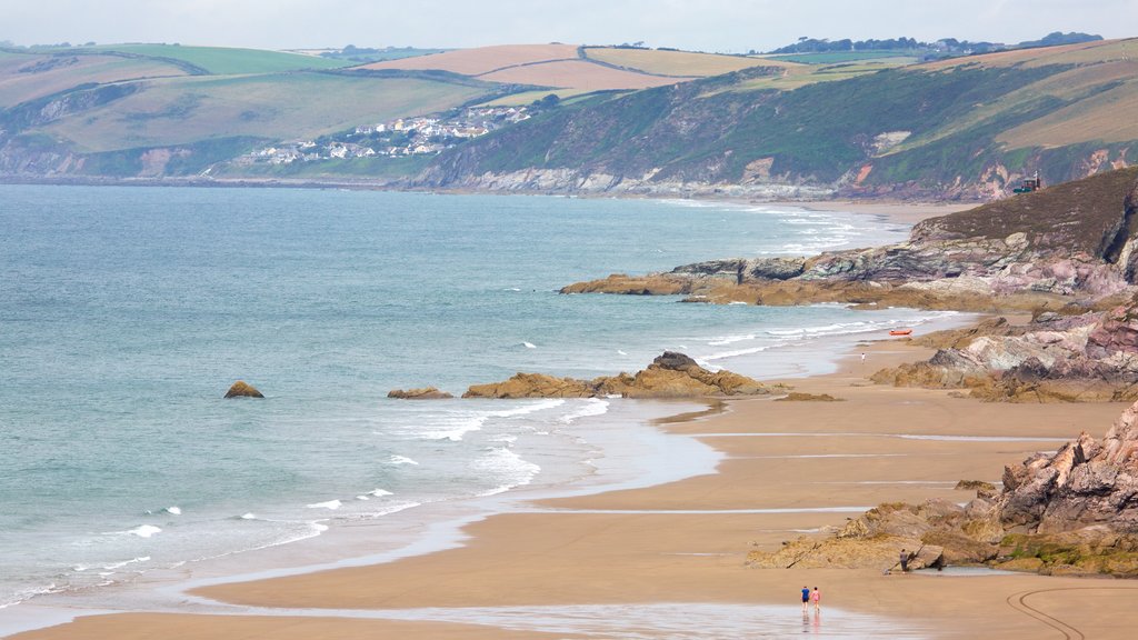 Whitsand Bay Beach mostrando paisagens litorâneas e uma praia de areia